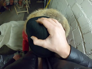 Svenja sucks big cock deep in garage