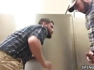Bareback Guy Bred By Stranger in Public Restroom Stall