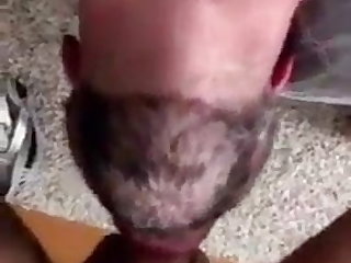 REVERSE THROATFUCK Of Bald Hairy Daddy-CHOKING-HJ FACIAL-CIM