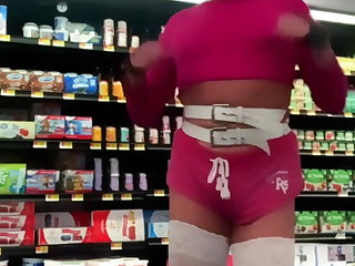 WALMART Public Slut CropTop, Booty Shorts, Ass Cheeks, Thong T.J. Powers